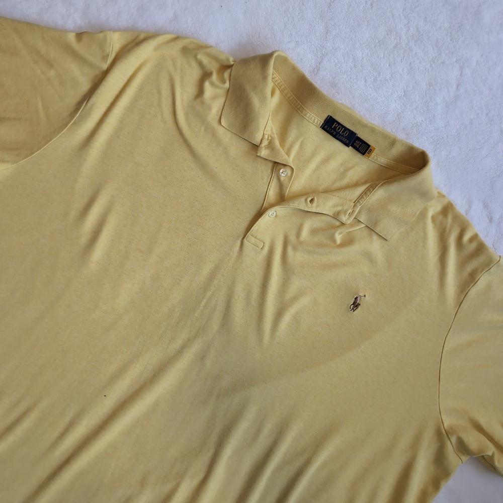 Polo Ralph Lauren Polo Shirt Mens 4XLT Yellow Cotton Short Sleeve‎ Big & Tall
